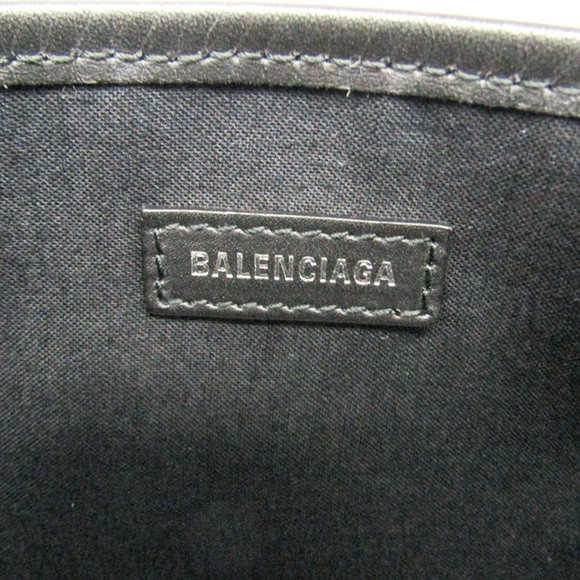 BALENCIAGA Canvas & Leather Handbag Navy Cabas M 339936 Black/Off-white - Picture 11 of 12